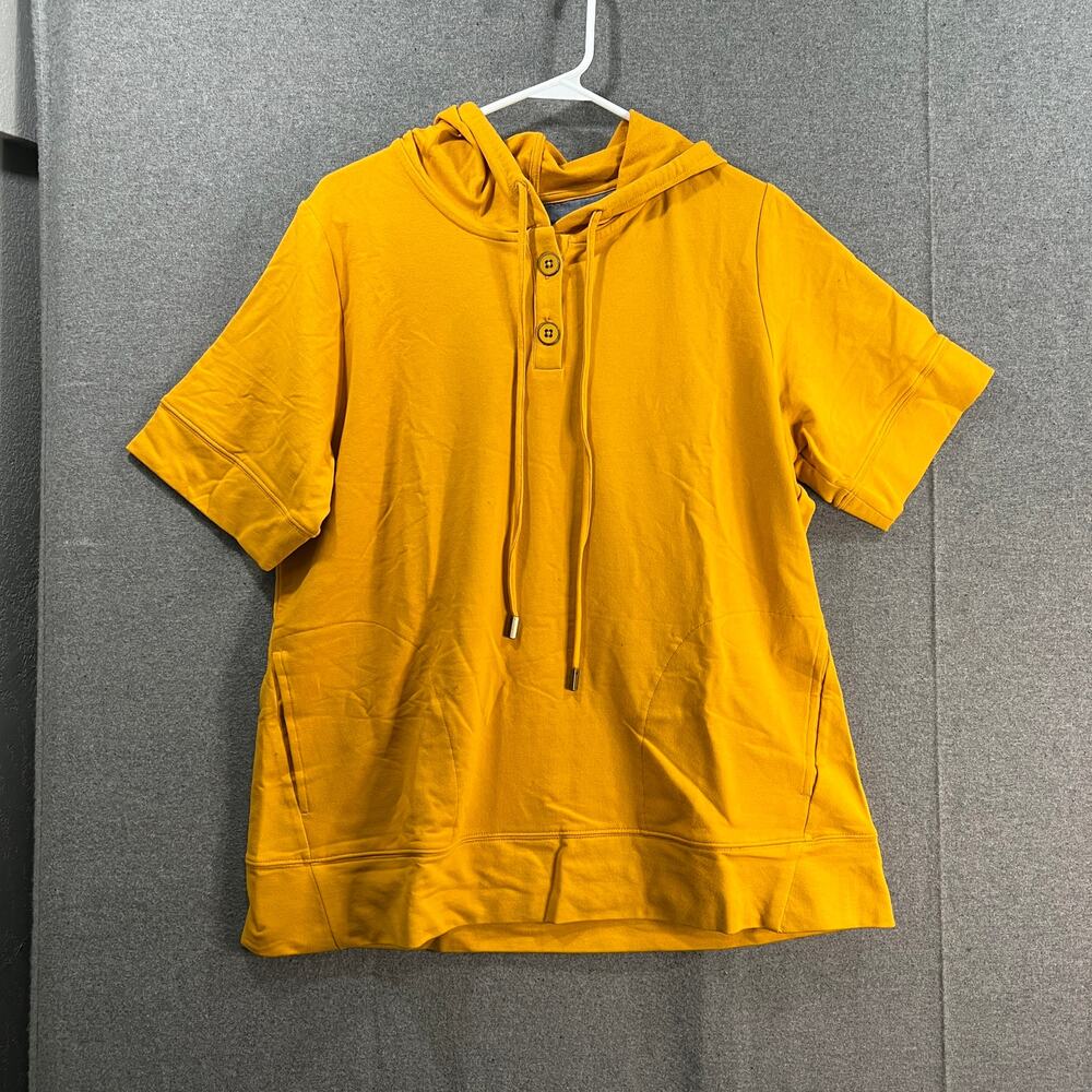 Joan Rivens French Terry Short Sleeve Hoodie Sunflower Size Medium